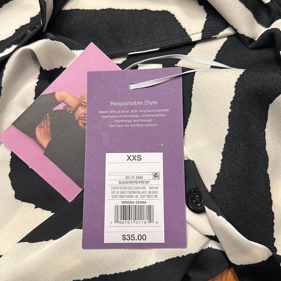 Zebra Print - Black & Ivory long sleeve tailored blouse -Sergio Hudson XXS & XL - Picture 12 of 14